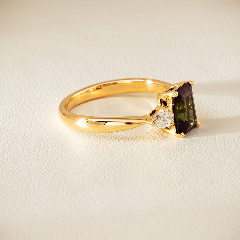 18ct Yellow Gold 1.43ct Green Tourmaline & Diamond Ayla Ring - Ring - Walker & Hall