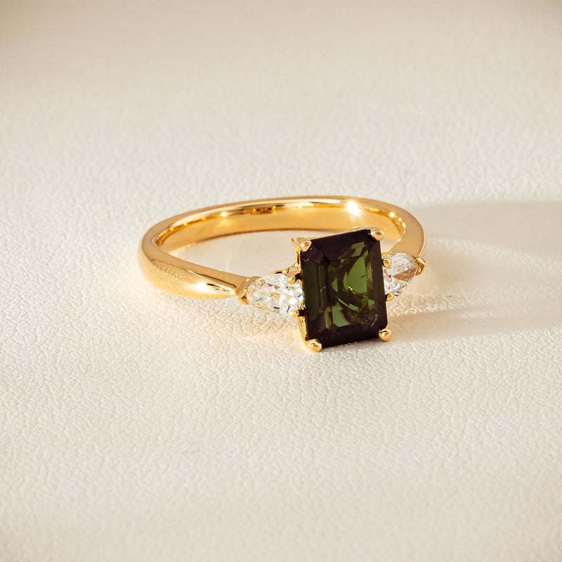 18ct Yellow Gold 1.43ct Green Tourmaline & Diamond Ayla Ring - Ring - Walker & Hall