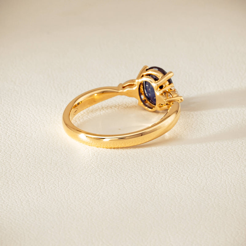 18ct Yellow Gold 1.72ct Teal Sapphire & Diamond Ayla Ring - Ring - Walker & Hall