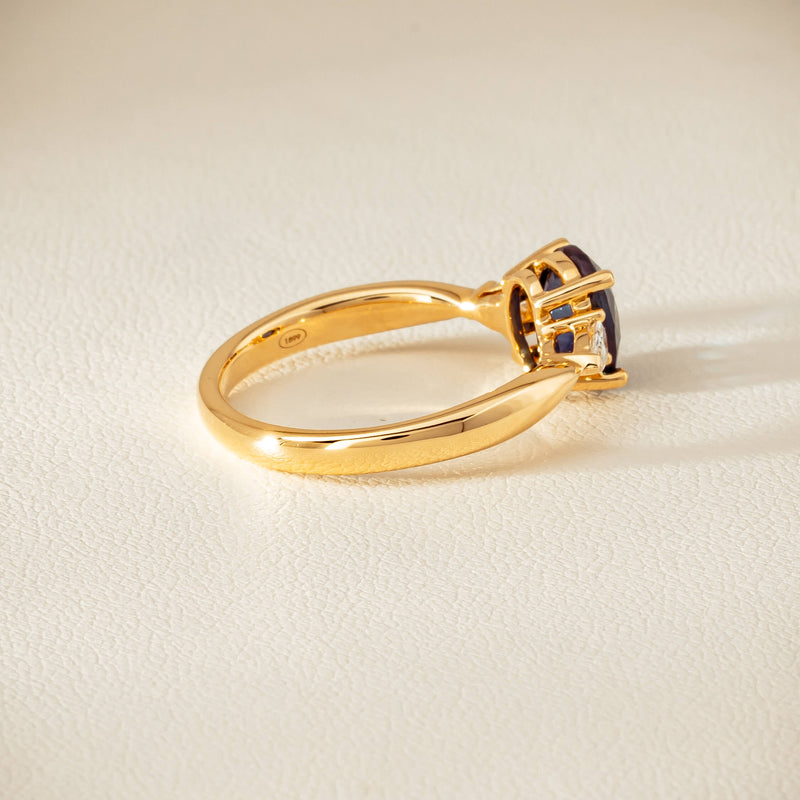 18ct Yellow Gold 1.72ct Teal Sapphire & Diamond Ayla Ring - Ring - Walker & Hall