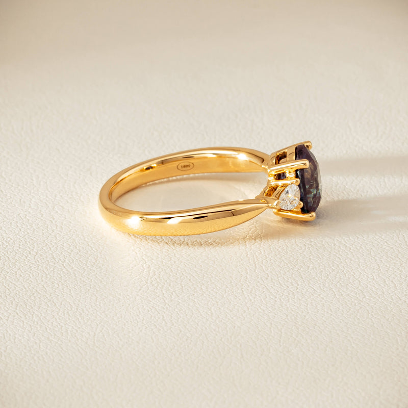 18ct Yellow Gold 1.72ct Teal Sapphire & Diamond Ayla Ring - Ring - Walker & Hall