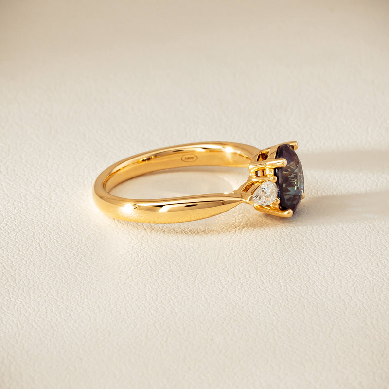 18ct Yellow Gold 1.72ct Teal Sapphire & Diamond Ayla Ring - Ring - Walker & Hall