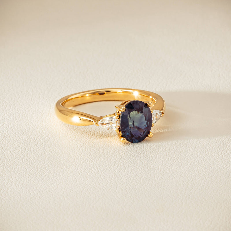 18ct Yellow Gold 1.72ct Teal Sapphire & Diamond Ayla Ring - Ring - Walker & Hall