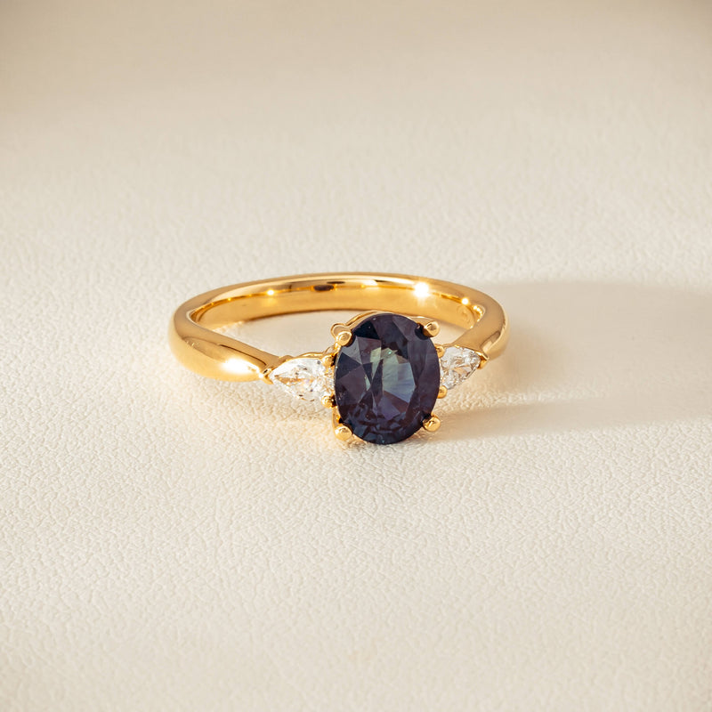 18ct Yellow Gold 1.72ct Teal Sapphire & Diamond Ayla Ring - Ring - Walker & Hall