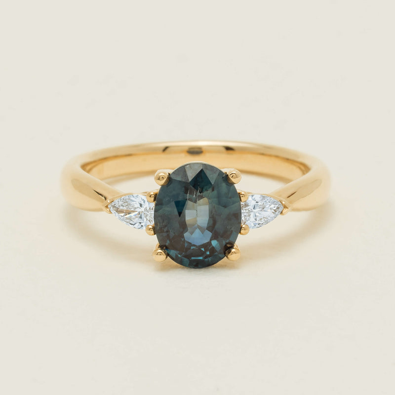 18ct Yellow Gold 1.72ct Teal Sapphire & Diamond Ayla Ring - Ring - Walker & Hall