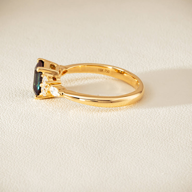 18ct Yellow Gold 1.52ct Teal Sapphire & Diamond Oriana Ring - Ring - Walker & Hall