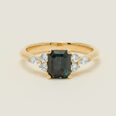 18ct Yellow Gold 1.52ct Teal Sapphire & Diamond Oriana Ring - Ring - Walker & Hall