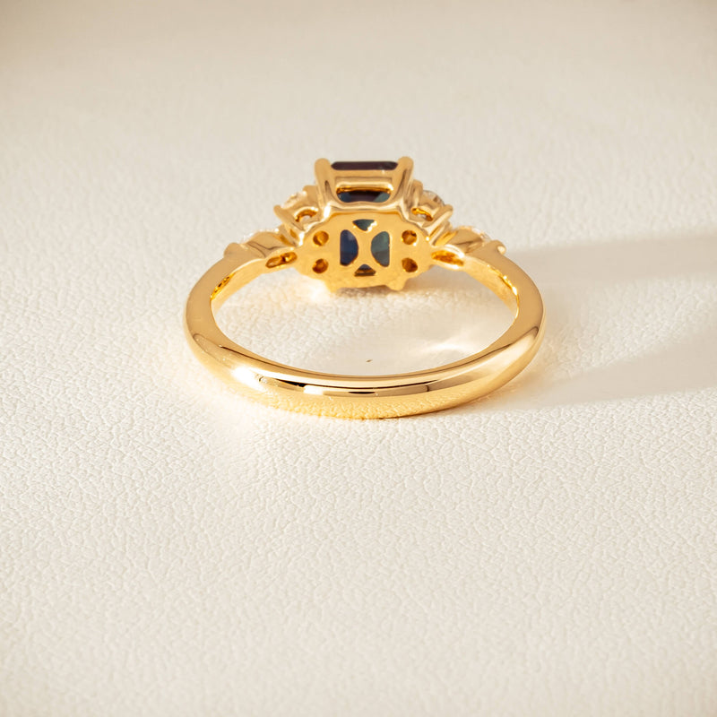 18ct Yellow Gold 1.52ct Teal Sapphire & Diamond Oriana Ring - Ring - Walker & Hall