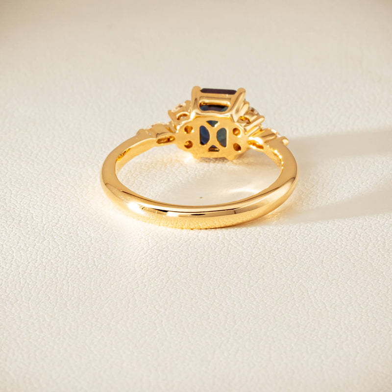 18ct Yellow Gold 1.52ct Teal Sapphire & Diamond Oriana Ring - Ring - Walker & Hall