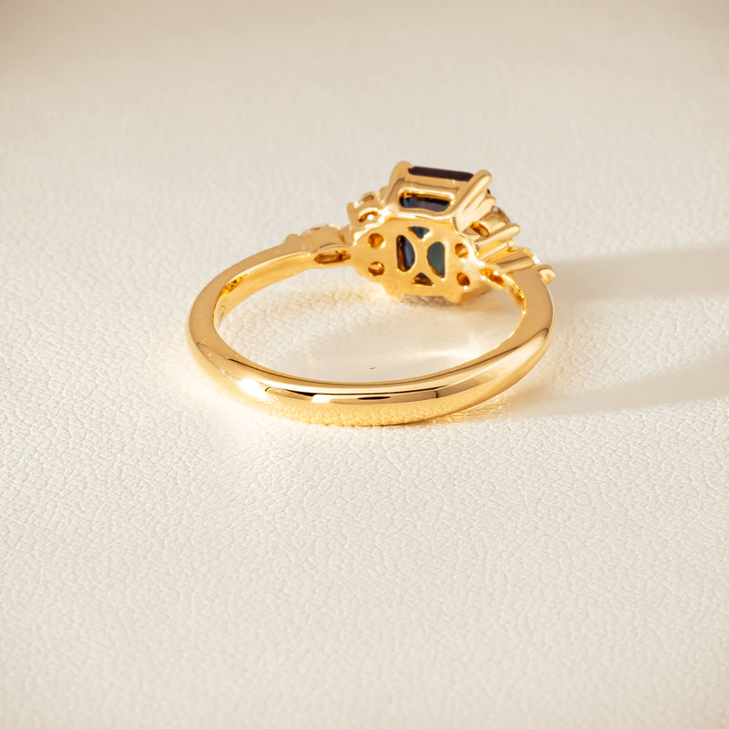 18ct Yellow Gold 1.52ct Teal Sapphire & Diamond Oriana Ring - Ring - Walker & Hall