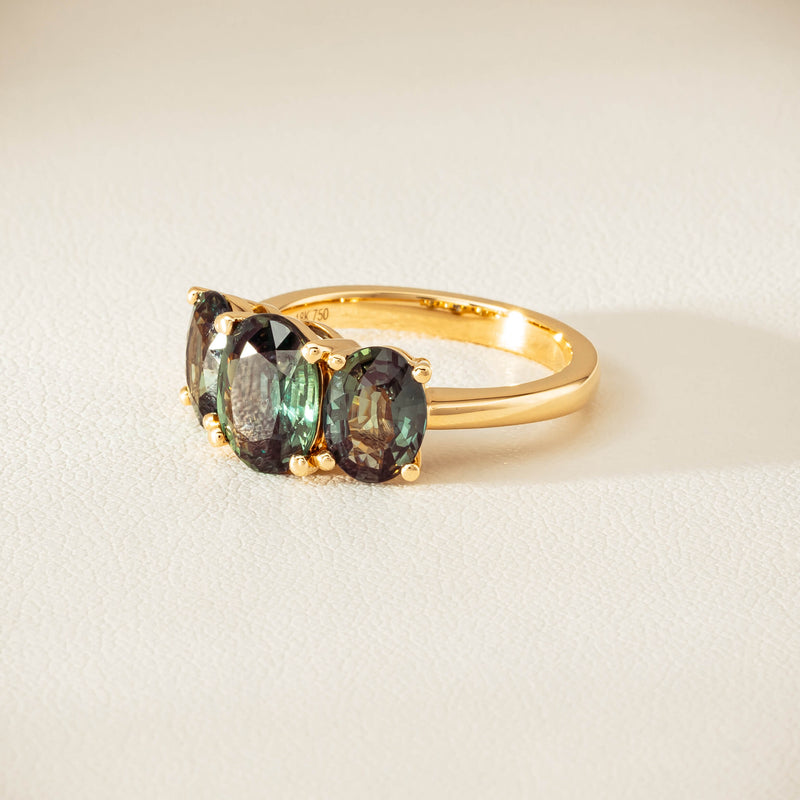 18ct Yellow Gold 4.47ct Green Sapphire Odyssey Ring - Ring - Walker & Hall