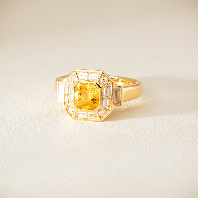 18ct Yellow Gold 2.07ct Yellow Sapphire & Diamond Magritte Ring - Ring - Walker & Hall