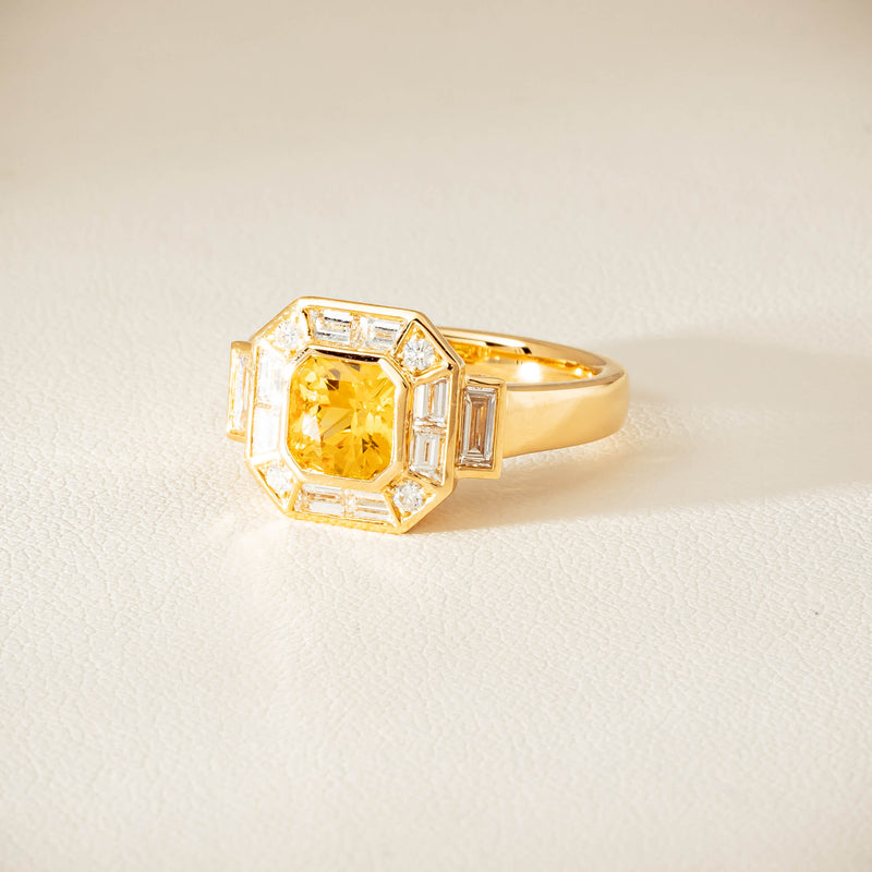 18ct Yellow Gold 2.07ct Yellow Sapphire & Diamond Magritte Ring - Ring - Walker & Hall
