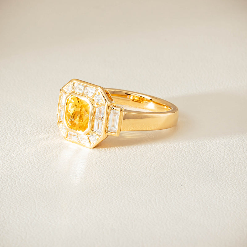 18ct Yellow Gold 2.07ct Yellow Sapphire & Diamond Magritte Ring - Ring - Walker & Hall
