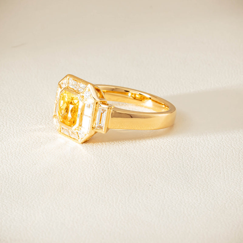 18ct Yellow Gold 2.07ct Yellow Sapphire & Diamond Magritte Ring - Ring - Walker & Hall