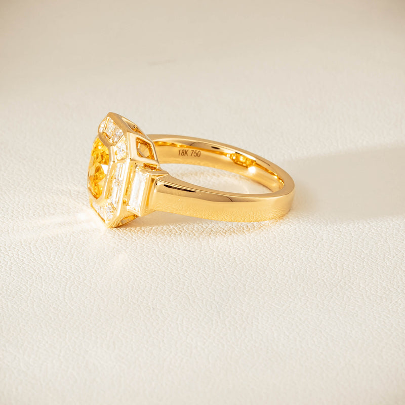 18ct Yellow Gold 2.07ct Yellow Sapphire & Diamond Magritte Ring - Ring - Walker & Hall