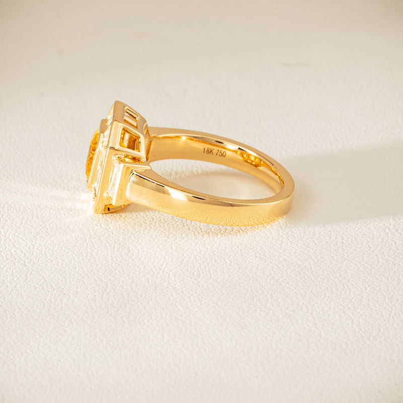 18ct Yellow Gold 2.07ct Yellow Sapphire & Diamond Magritte Ring - Ring - Walker & Hall