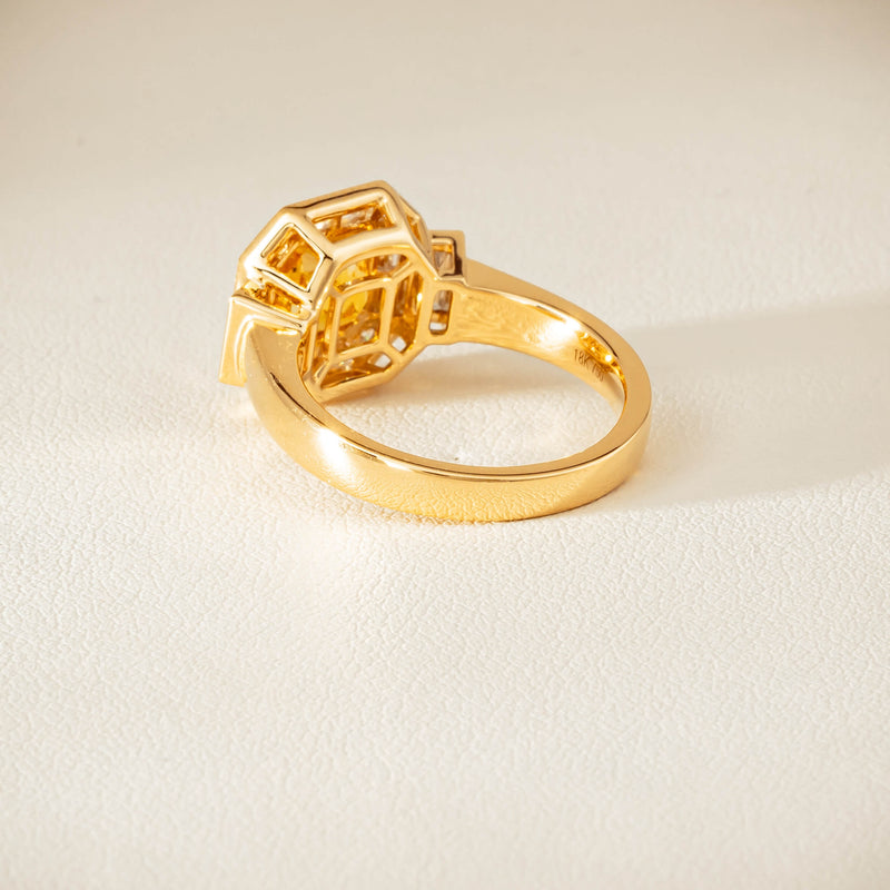 18ct Yellow Gold 2.07ct Yellow Sapphire & Diamond Magritte Ring - Ring - Walker & Hall