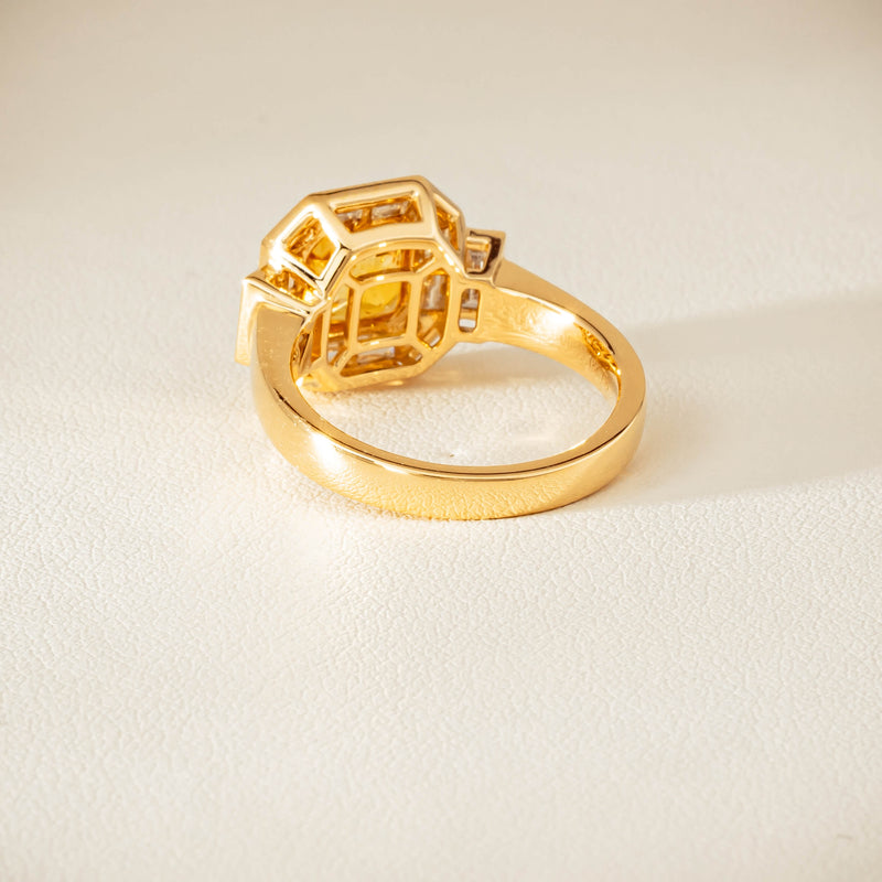18ct Yellow Gold 2.07ct Yellow Sapphire & Diamond Magritte Ring - Ring - Walker & Hall
