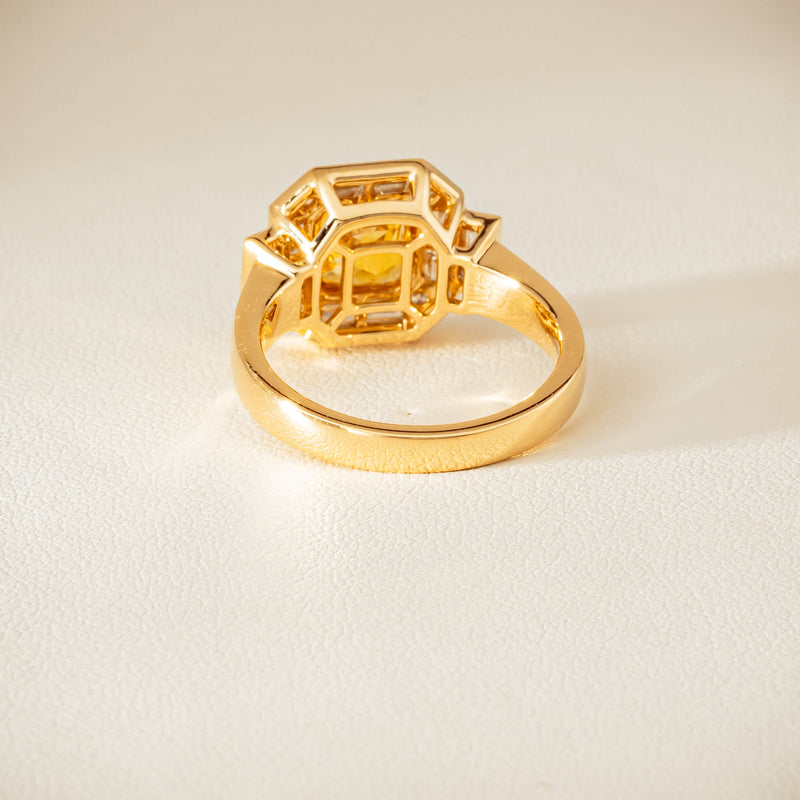 18ct Yellow Gold 2.07ct Yellow Sapphire & Diamond Magritte Ring - Ring - Walker & Hall
