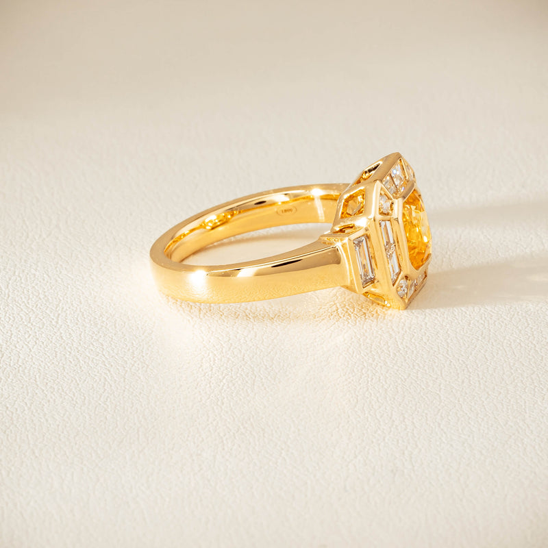18ct Yellow Gold 2.07ct Yellow Sapphire & Diamond Magritte Ring - Ring - Walker & Hall