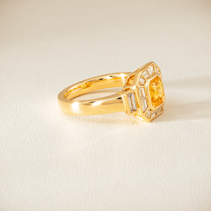18ct Yellow Gold 2.07ct Yellow Sapphire & Diamond Magritte Ring - Ring - Walker & Hall