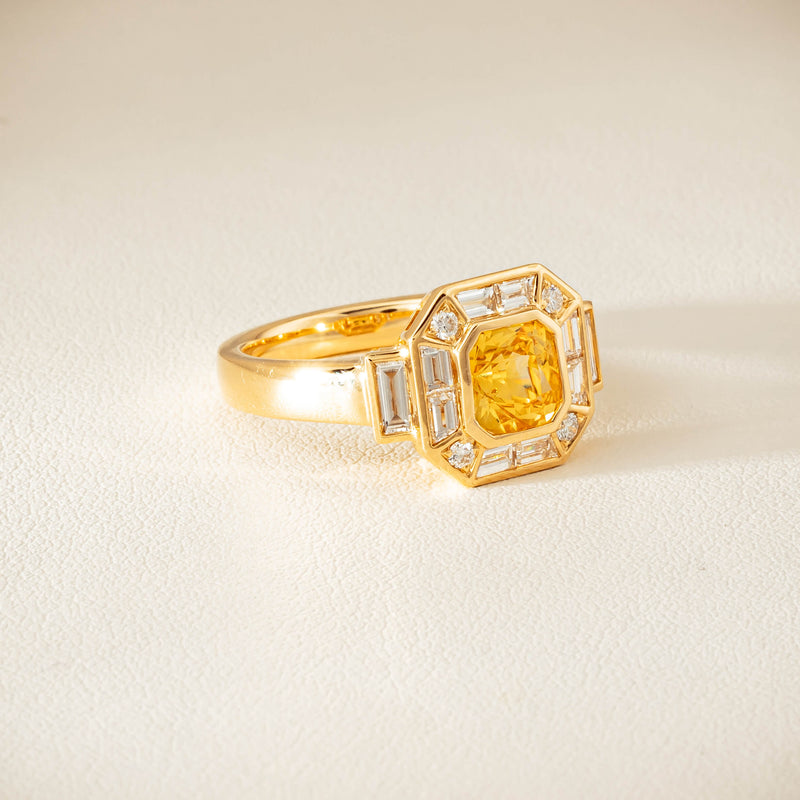 18ct Yellow Gold 2.07ct Yellow Sapphire & Diamond Magritte Ring - Ring - Walker & Hall