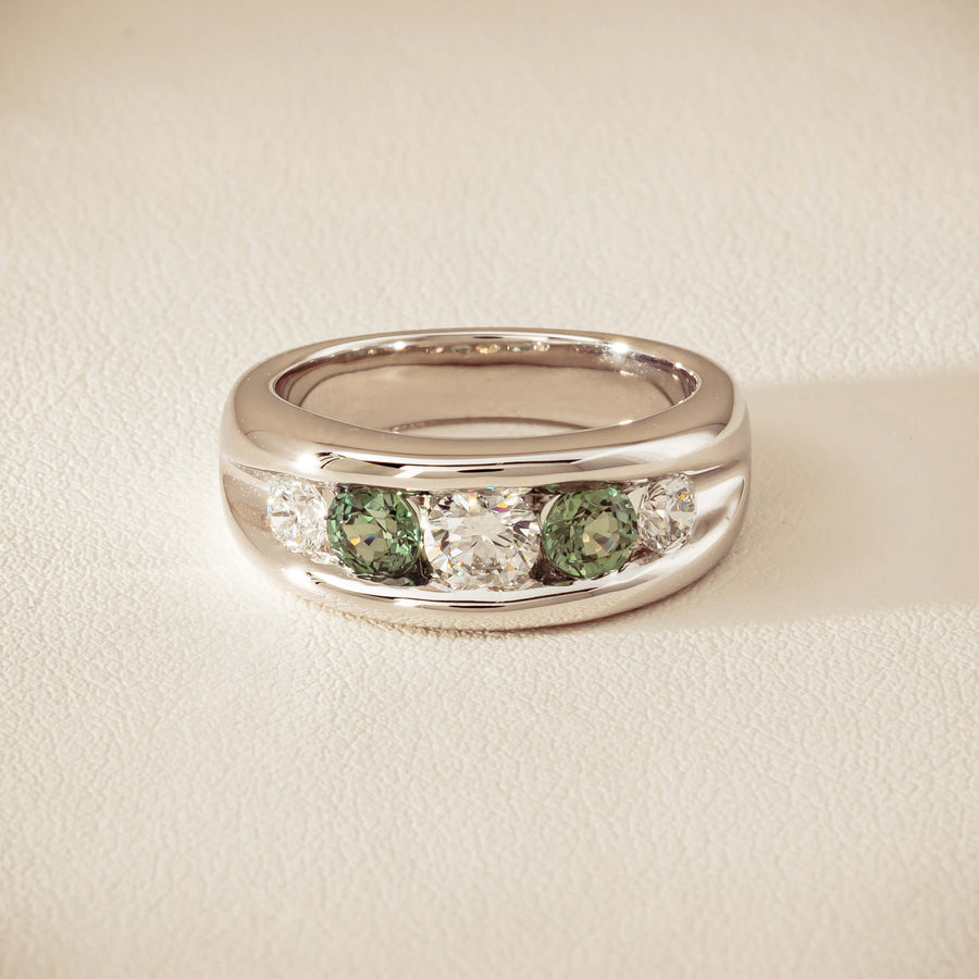 Platinum Green Sapphire & Diamond Eugenie Ring - Ring - Walker & Hall