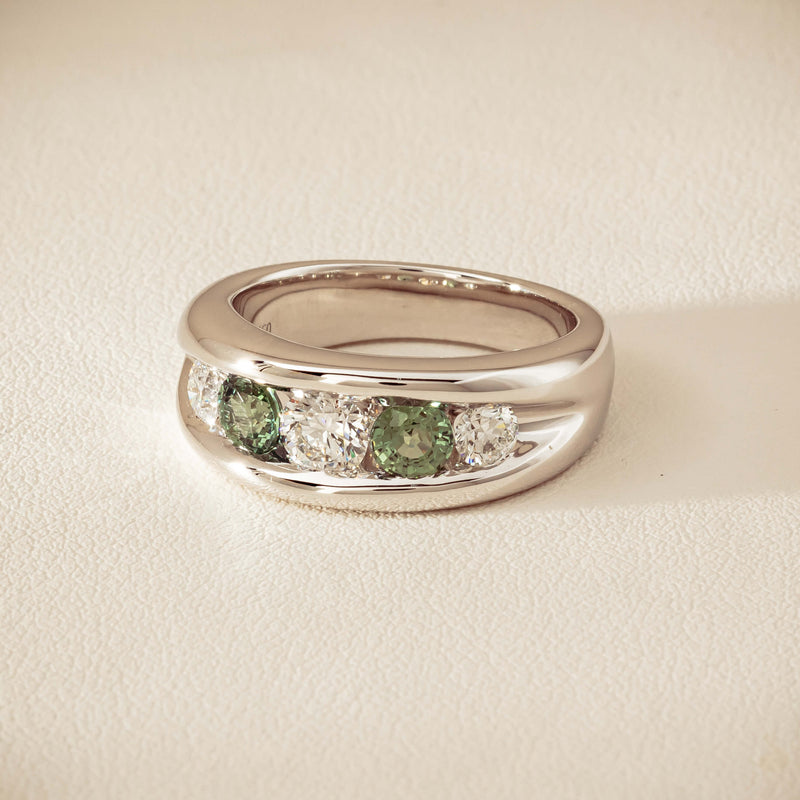 Platinum Green Sapphire & Diamond Eugenie Ring - Ring - Walker & Hall