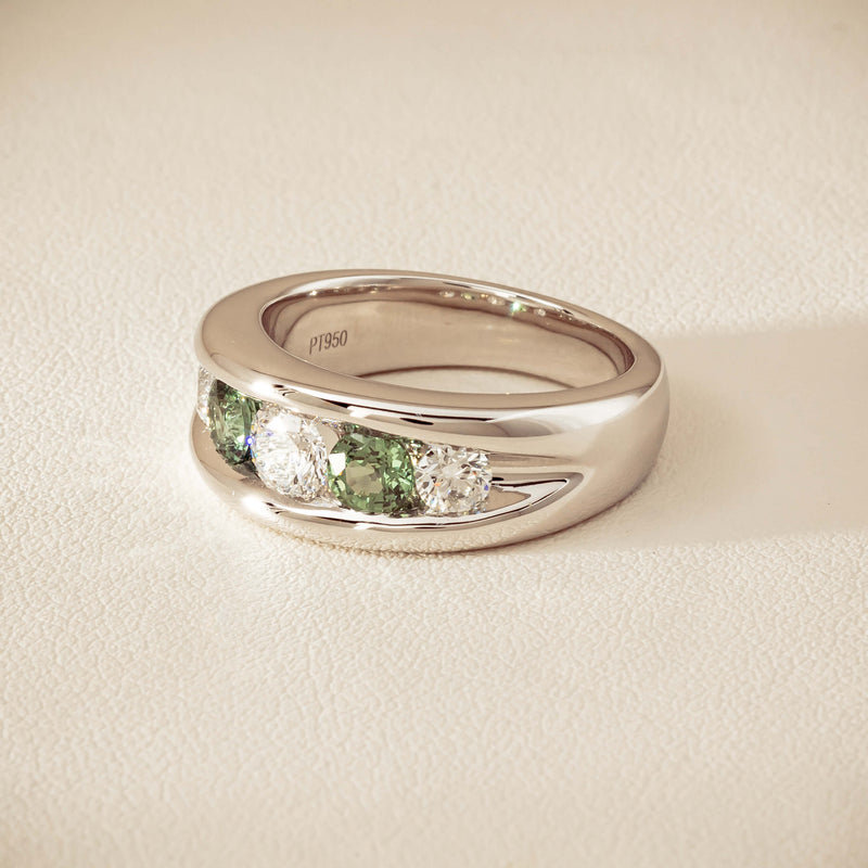 Platinum Green Sapphire & Diamond Eugenie Ring - Ring - Walker & Hall
