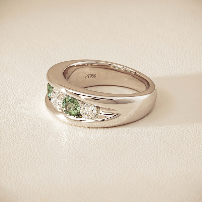Platinum Green Sapphire & Diamond Eugenie Ring - Ring - Walker & Hall