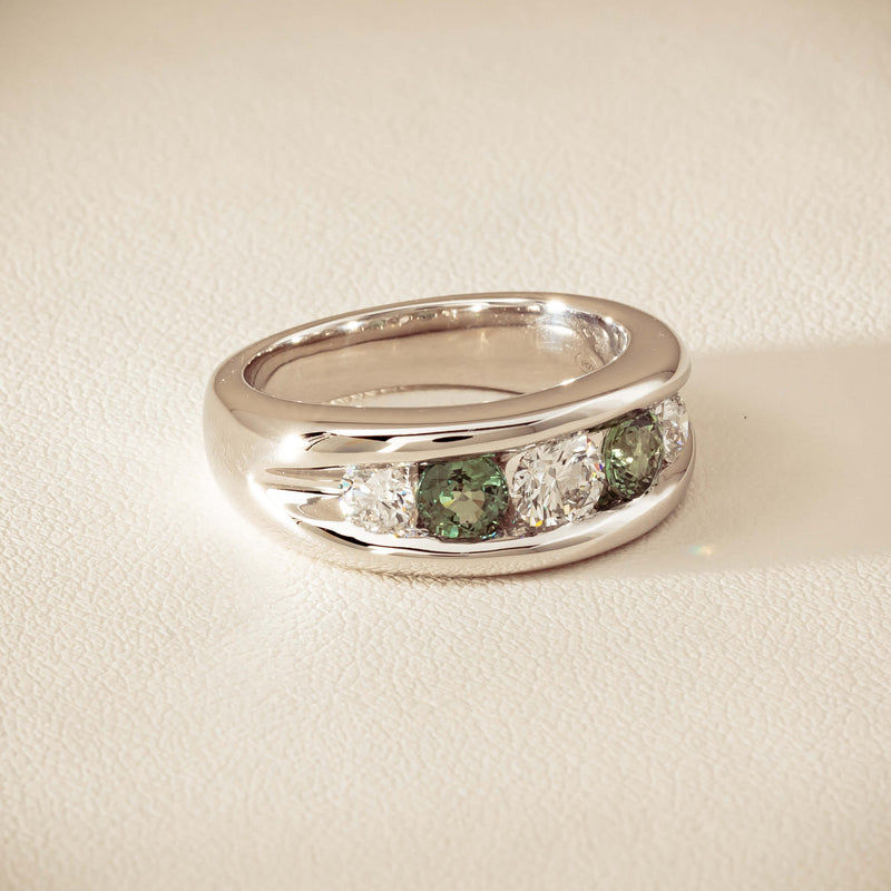 Platinum Green Sapphire & Diamond Eugenie Ring - Ring - Walker & Hall