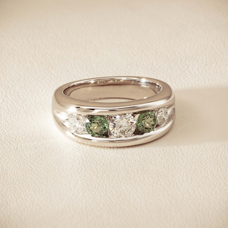 Platinum Green Sapphire & Diamond Eugenie Ring - Ring - Walker & Hall