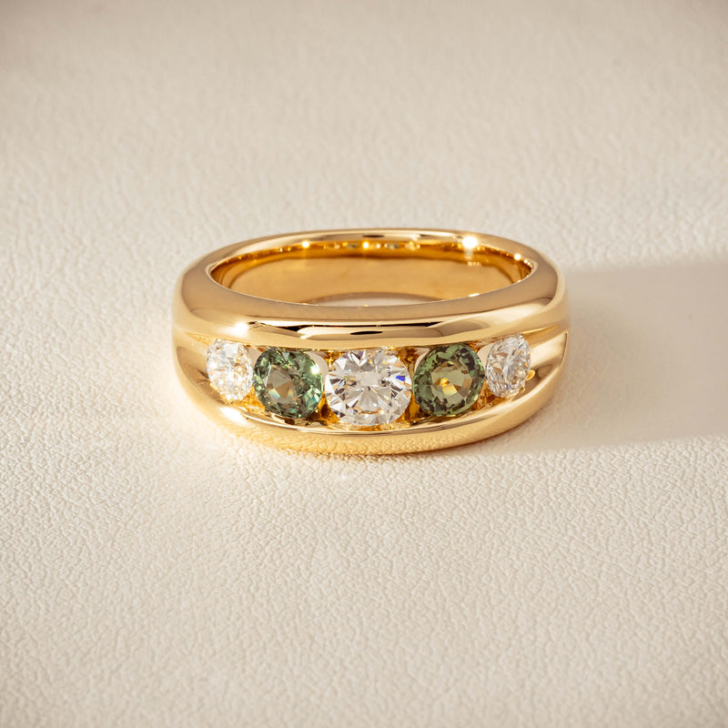18ct Yellow Gold Green Sapphire & Diamond Eugenie Ring - Ring - Walker & Hall