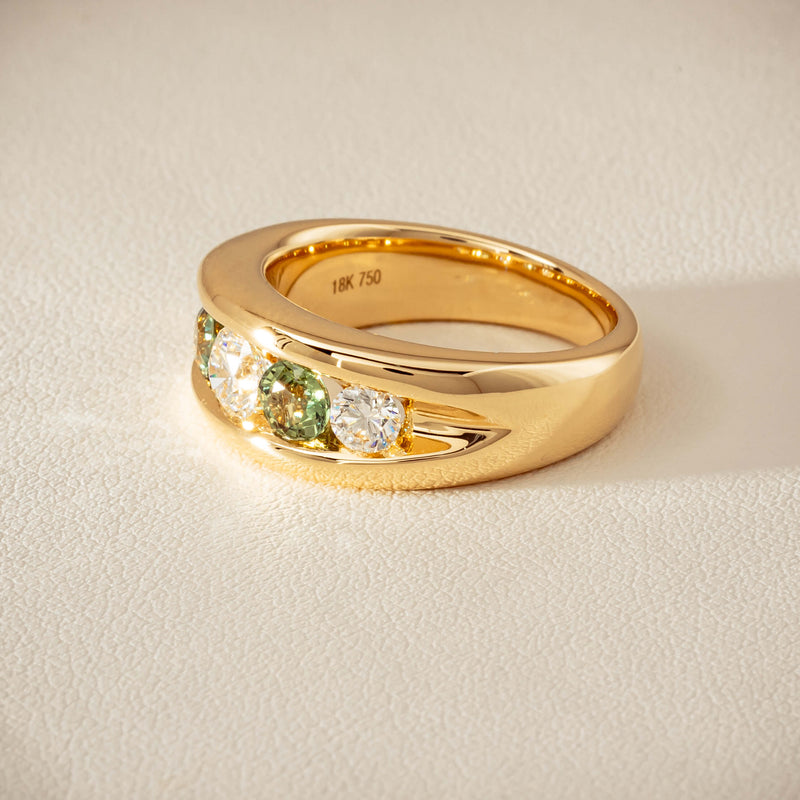 18ct Yellow Gold Green Sapphire & Diamond Eugenie Ring - Ring - Walker & Hall