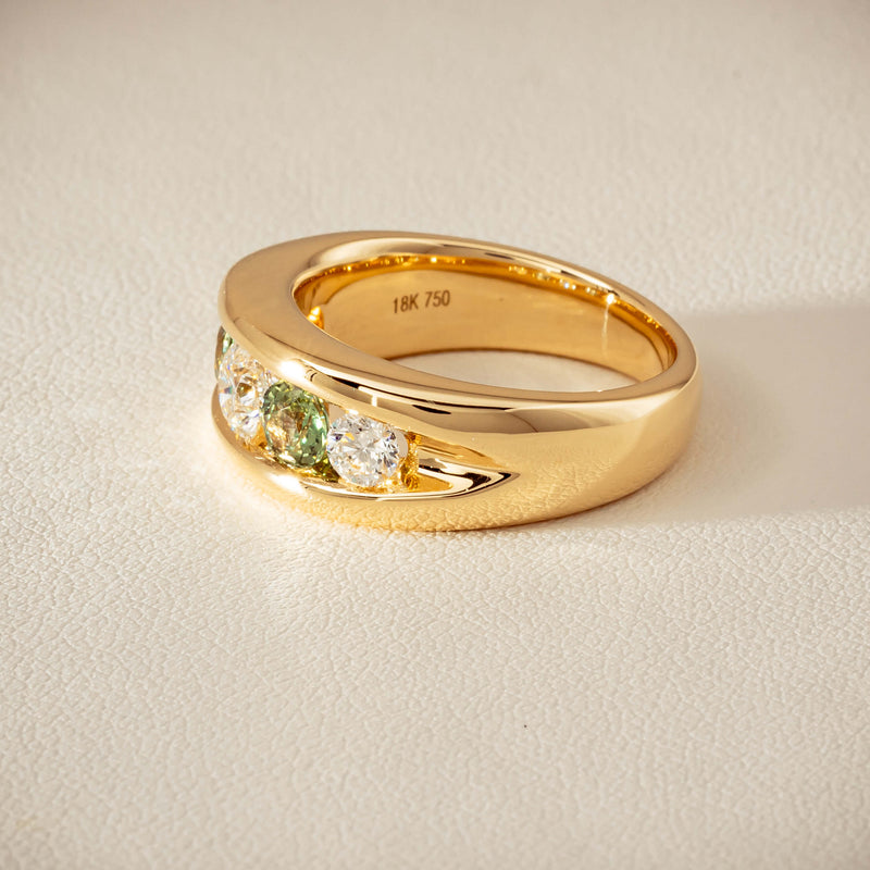 18ct Yellow Gold Green Sapphire & Diamond Eugenie Ring - Ring - Walker & Hall
