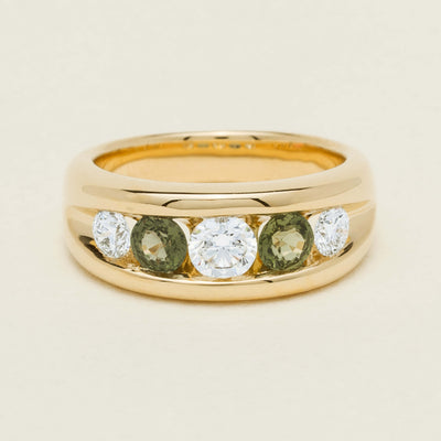 18ct Yellow Gold Green Sapphire & Diamond Eugenie Ring - Ring - Walker & Hall