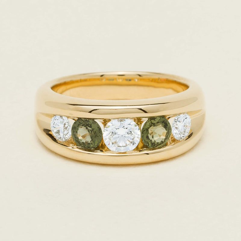 18ct Yellow Gold Green Sapphire & Diamond Eugenie Ring - Ring - Walker & Hall