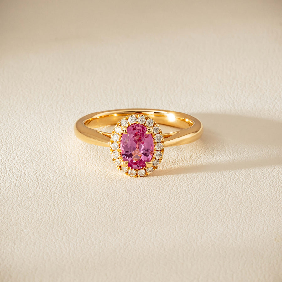18ct Yellow Gold 1.02ct Pink Sapphire & Diamond Nina Ring - Ring - Walker & Hall