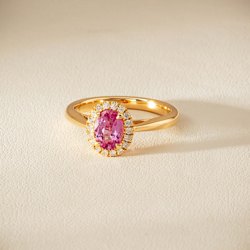 18ct Yellow Gold 1.02ct Pink Sapphire & Diamond Nina Ring - Ring - Walker & Hall