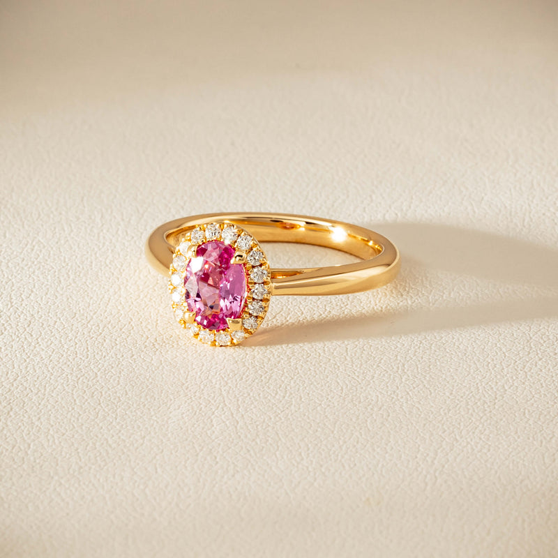 18ct Yellow Gold 1.02ct Pink Sapphire & Diamond Nina Ring - Ring - Walker & Hall