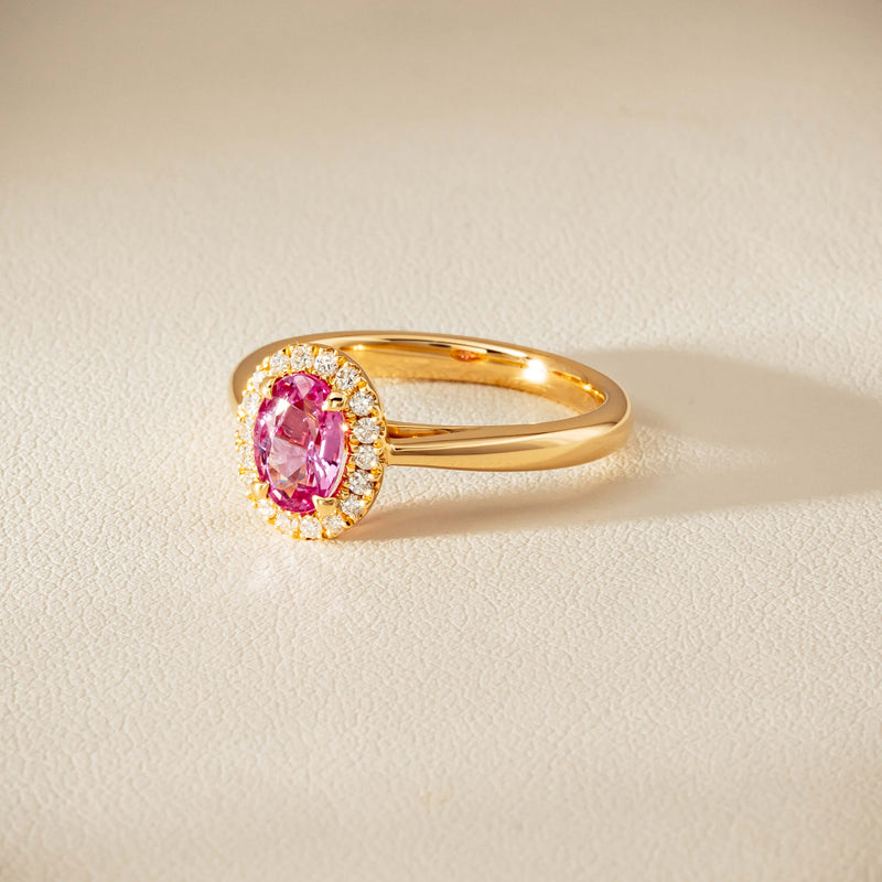 18ct Yellow Gold 1.02ct Pink Sapphire & Diamond Nina Ring - Ring - Walker & Hall