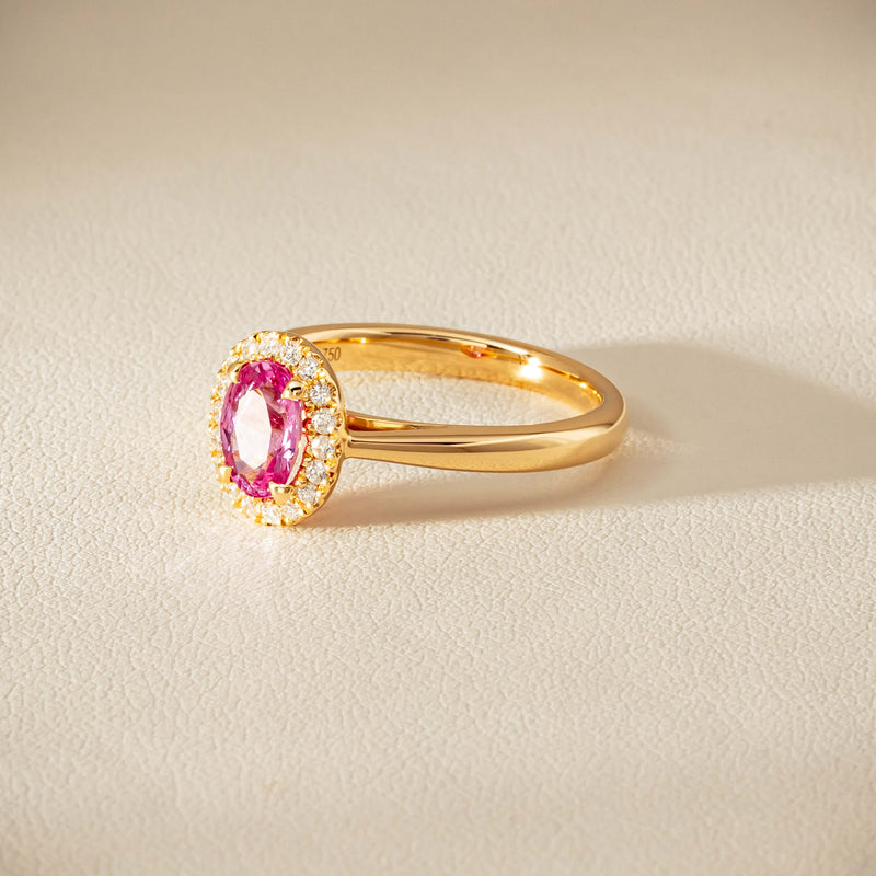 18ct Yellow Gold 1.02ct Pink Sapphire & Diamond Nina Ring - Ring - Walker & Hall