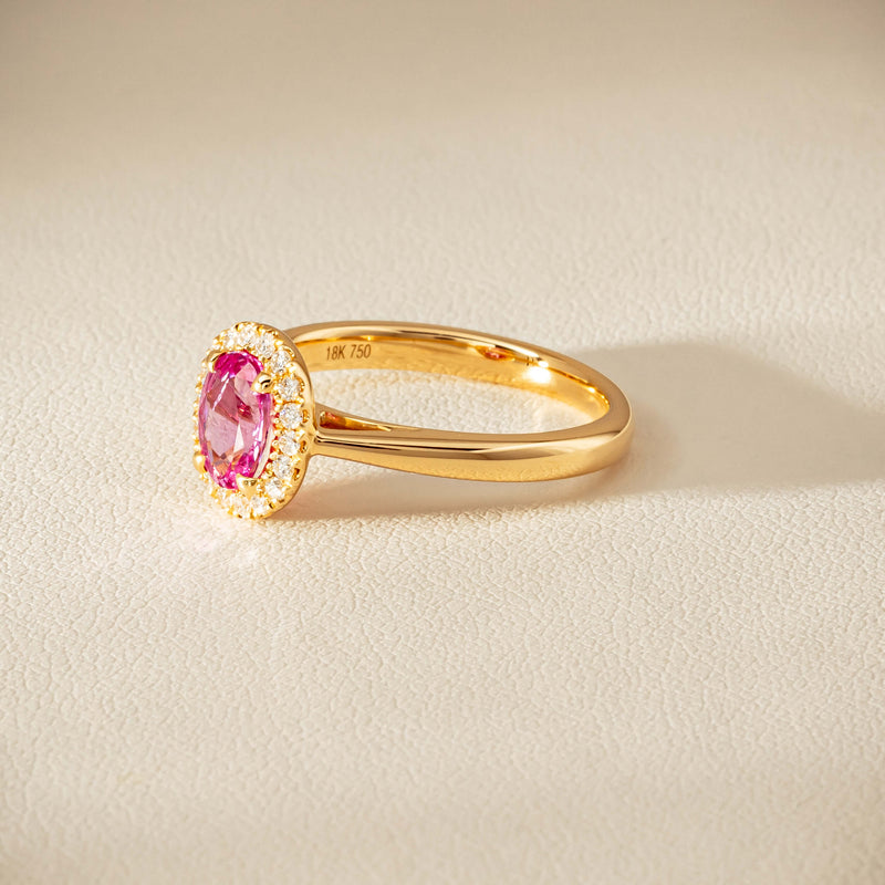 18ct Yellow Gold 1.02ct Pink Sapphire & Diamond Nina Ring - Ring - Walker & Hall