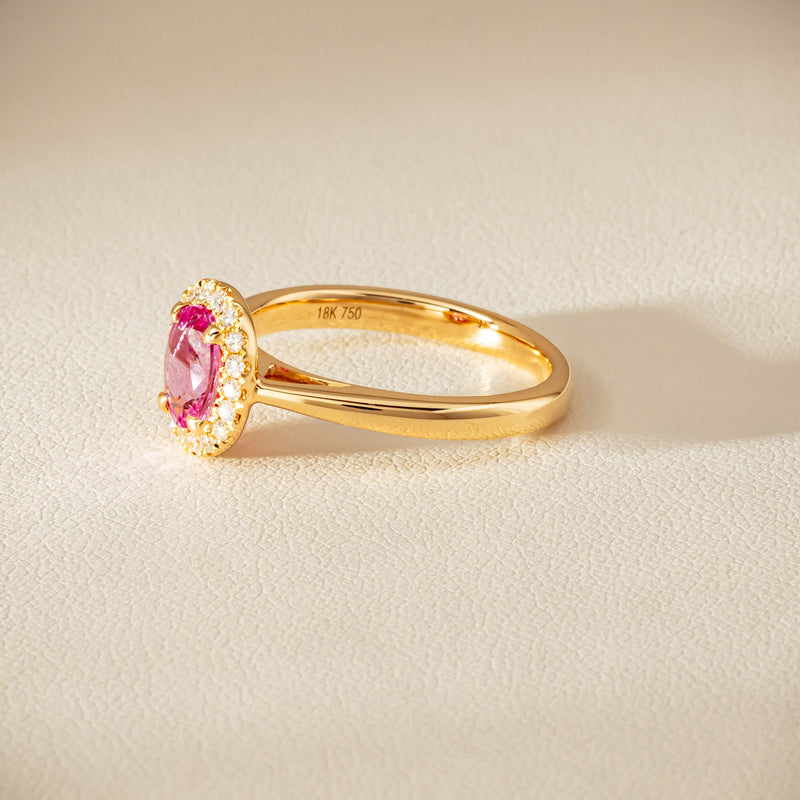 18ct Yellow Gold 1.02ct Pink Sapphire & Diamond Nina Ring - Ring - Walker & Hall