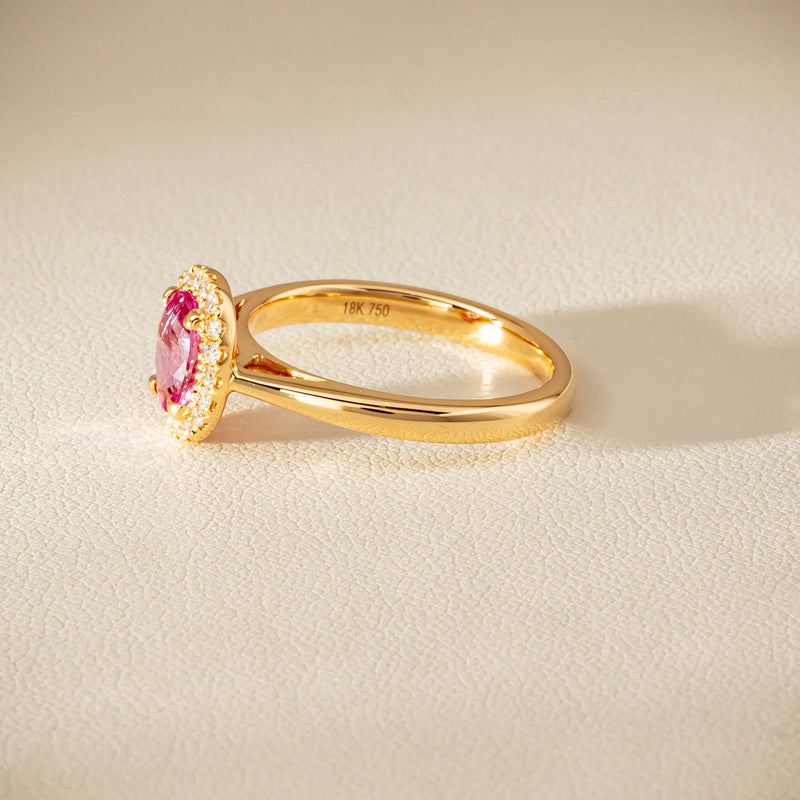 18ct Yellow Gold 1.02ct Pink Sapphire & Diamond Nina Ring - Ring - Walker & Hall
