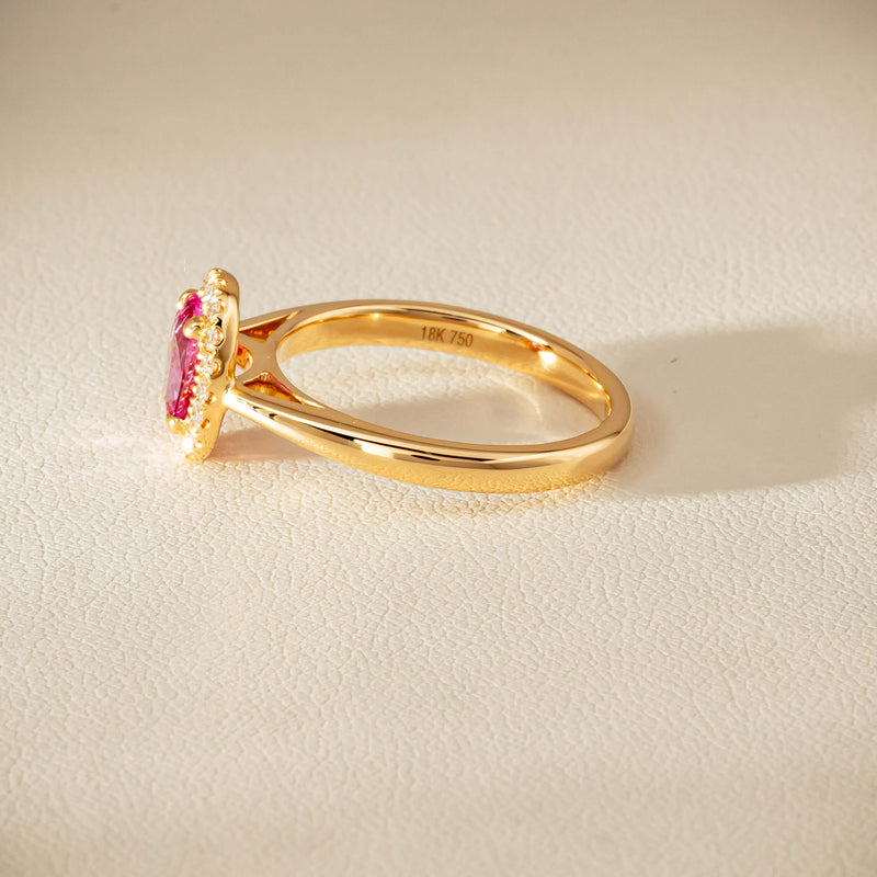 18ct Yellow Gold 1.02ct Pink Sapphire & Diamond Nina Ring - Ring - Walker & Hall