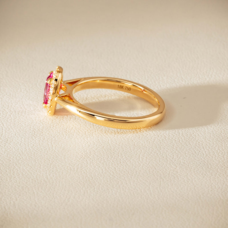18ct Yellow Gold 1.02ct Pink Sapphire & Diamond Nina Ring - Ring - Walker & Hall