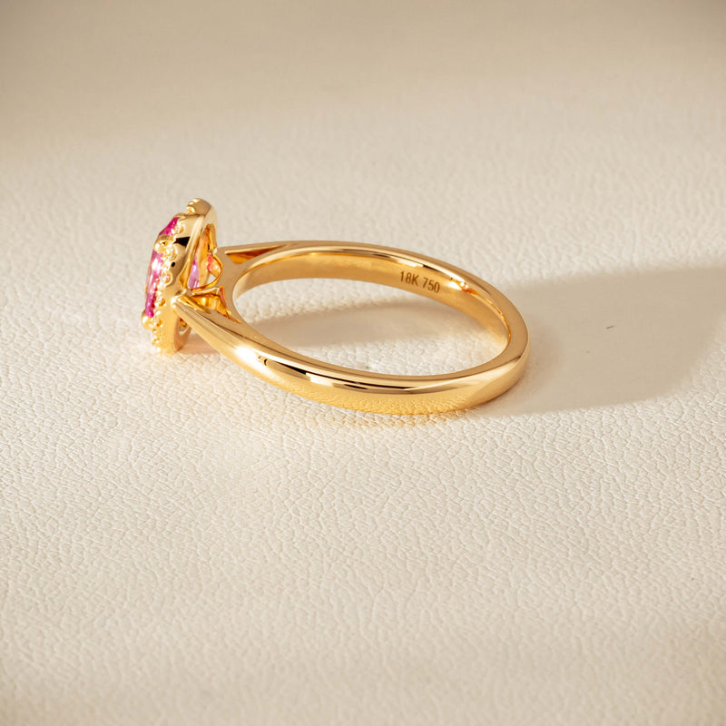 18ct Yellow Gold 1.02ct Pink Sapphire & Diamond Nina Ring - Ring - Walker & Hall