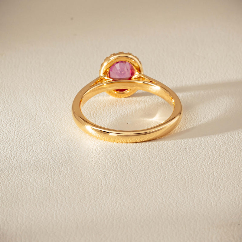 18ct Yellow Gold 1.02ct Pink Sapphire & Diamond Nina Ring - Ring - Walker & Hall